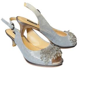 Alex Marie - Womens Beaded Slingback Peep-toe Heels Sz 7